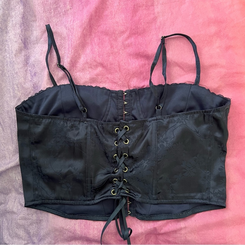 LA Hearts Dark Blue Floral Corset Top - Picture 2 of 2